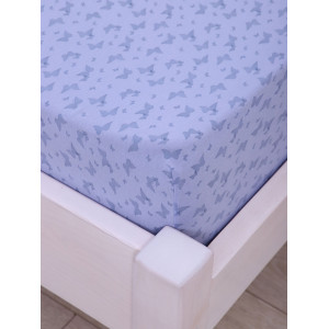 Простыня на резинке трикотажная с рисунком 040838 "Бабочки" сиреневый (последний размер) 180х200