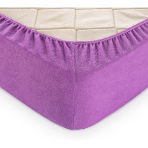 Простыня махровая на резинке "Фиолетовый" (последний размер) 80х200