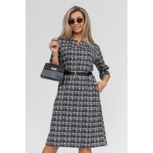 Платье женское П-044 футер жаккард (последний размер) абстракция 56,58