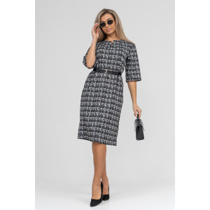 Платье женское П-044 футер жаккард (последний размер) абстракция 56,58