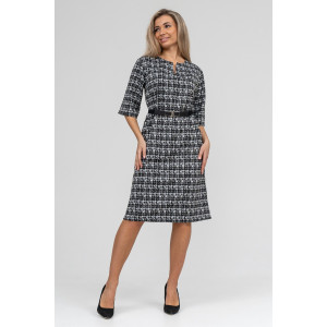Платье женское П-044 футер жаккард (последний размер) абстракция 56,58