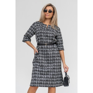 Платье женское П-044 футер жаккард (последний размер) абстракция 56,58