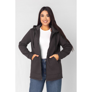 Толстовка женская ФТ-16 "Роксана" футер 3-х нитка с начёсом (последний размер) графит 62