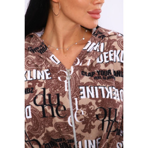 Халат женский 315 махра (последний размер) коричневый-черный-буквы 46-48,52-54