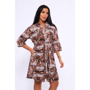 Халат женский 315 махра (последний размер) коричневый-черный-буквы 46-48,52-54