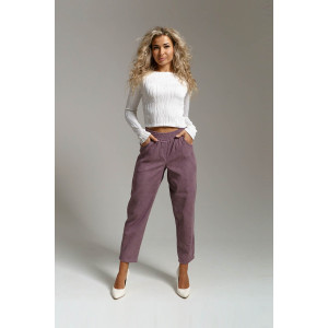 Брюки женские 1440 вельвет (последний размер) пудровый 56