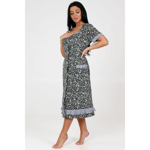 Халат женский "Мимоза" ХК-781 кулирка (последний размер) лужайка на хаки 54