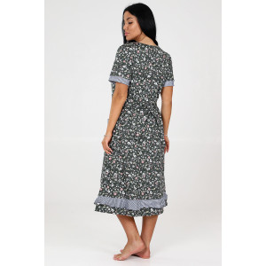 Халат женский "Мимоза" ХК-781 кулирка (последний размер) лужайка на хаки 54