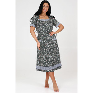 Халат женский "Мимоза" ХК-781 кулирка (последний размер) лужайка на хаки 54