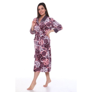 Халат женский ХВ-613 велюр (последний размер) какао с овалами 60