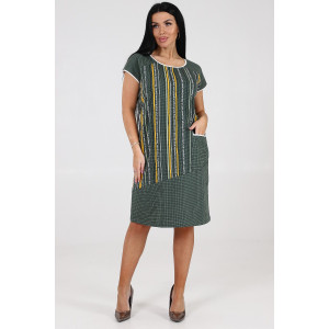 Платье женское "Адель" ПлК-17 кулирка (последний размер) жел.-зел.полоса на микроклет. 58,60