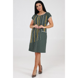 Платье женское "Адель" ПлК-17 кулирка (последний размер) жел.-зел.полоса на микроклет. 58,60