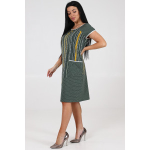 Платье женское "Адель" ПлК-17 кулирка (последний размер) жел.-зел.полоса на микроклет. 58,60