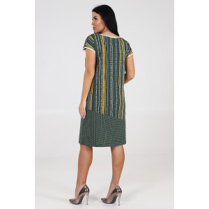 Платье женское "Адель" ПлК-17 кулирка (последний размер) жел.-зел.полоса на микроклет. 58,60