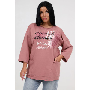 Туника женская "Дуэт" ТФ-60 футер (последний размер) пудра 52