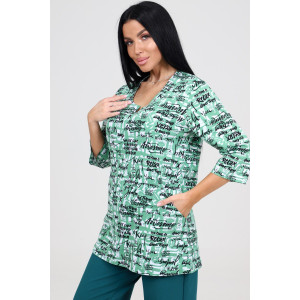 Туника-кофта женская ТК-2035 кулирка (последний размер) надписи на светлом 56