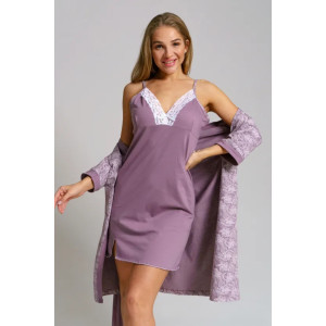 Пеньюар двойка женский "Дарья" 1222-3 кулирка (последний размер) сухая роза 52