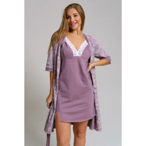 Пеньюар двойка женский "Дарья" 1222-3 кулирка (последний размер) сухая роза 52