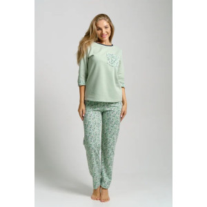 Пижама женская "Юля" кулирка (последний размер) зеленый цветы 60