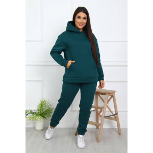 Костюм двойка женский КД-447 футер 3-х нитка (последний размер) зеленый 44