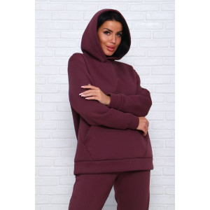 Костюм двойка женский КД-447 футер 3-х нитка (последний размер) бордовый 50,52,54