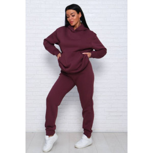 Костюм двойка женский КД-447 футер 3-х нитка (последний размер) бордовый 50,52,54