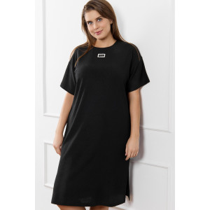 Туника женская "Рената-1" фактурный трикотаж (р-ры: 48-58) черный