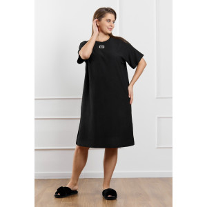 Туника женская "Рената-1" фактурный трикотаж (р-ры: 48-58) черный