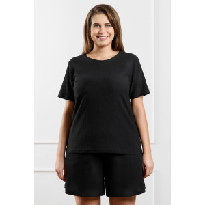 Футболка женская "Рената-4" фактурный трикотаж (р-ры: 48-58) черный