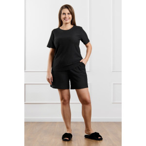 Футболка женская "Рената-4" фактурный трикотаж (р-ры: 48-58) черный