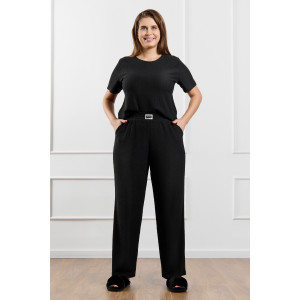 Футболка женская "Рената-4" фактурный трикотаж (р-ры: 48-58) черный