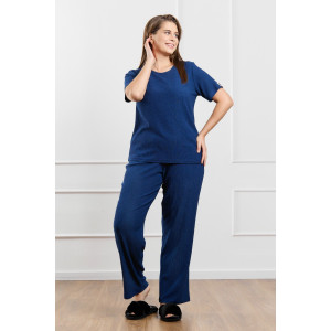 Футболка женская "Рената-4" фактурный трикотаж (р-ры: 48-58) синий