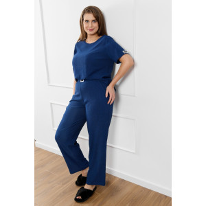 Футболка женская "Рената-4" фактурный трикотаж (р-ры: 48-58) синий