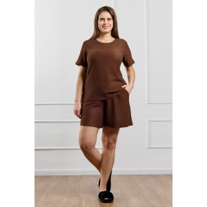 Футболка женская "Рената-4" фактурный трикотаж (р-ры: 48-58) коричневый