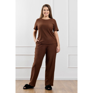 Футболка женская "Рената-4" фактурный трикотаж (р-ры: 48-58) коричневый