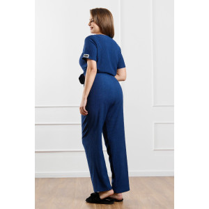 Брюки женские "Рената-2" фактурный трикотаж (р-ры: 50-60) синий