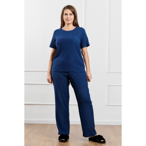 Брюки женские "Рената-2" фактурный трикотаж (р-ры: 50-60) синий