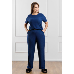 Брюки женские "Рената-2" фактурный трикотаж (р-ры: 50-60) синий