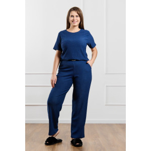 Брюки женские "Рената-2" фактурный трикотаж (р-ры: 50-60) синий