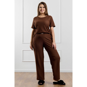 Брюки женские "Рената-2" фактурный трикотаж (р-ры: 50-60) коричневый