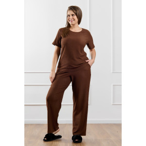 Брюки женские "Рената-2" фактурный трикотаж (р-ры: 50-60) коричневый