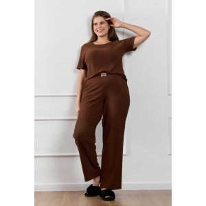Брюки женские "Рената-2" фактурный трикотаж (р-ры: 50-60) коричневый