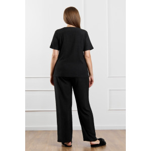 Брюки женские "Рената-2" фактурный трикотаж (р-ры: 50-60) черный