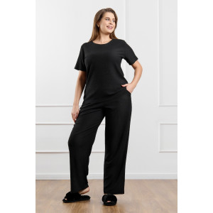 Брюки женские "Рената-2" фактурный трикотаж (р-ры: 50-60) черный