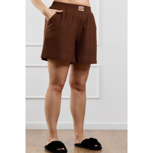 Шорты женские "Рената-3" фактурный трикотаж (р-ры: 48-58) коричневый