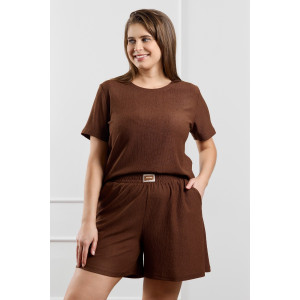 Шорты женские "Рената-3" фактурный трикотаж (р-ры: 48-58) коричневый