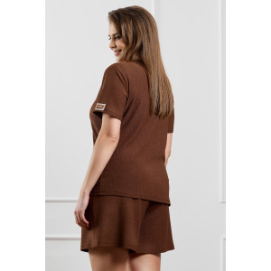 Шорты женские "Рената-3" фактурный трикотаж (р-ры: 48-58) коричневый