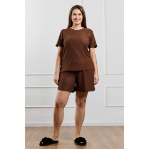 Шорты женские "Рената-3" фактурный трикотаж (р-ры: 48-58) коричневый