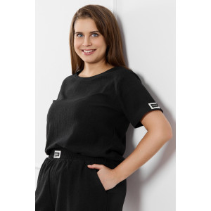 Шорты женские "Рената-3" фактурный трикотаж (р-ры: 48-58) черный