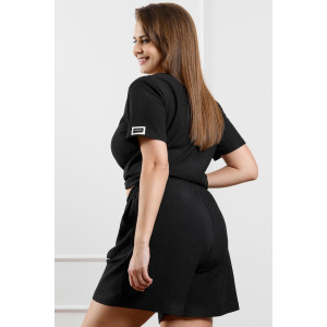 Шорты женские "Рената-3" фактурный трикотаж (р-ры: 48-58) черный